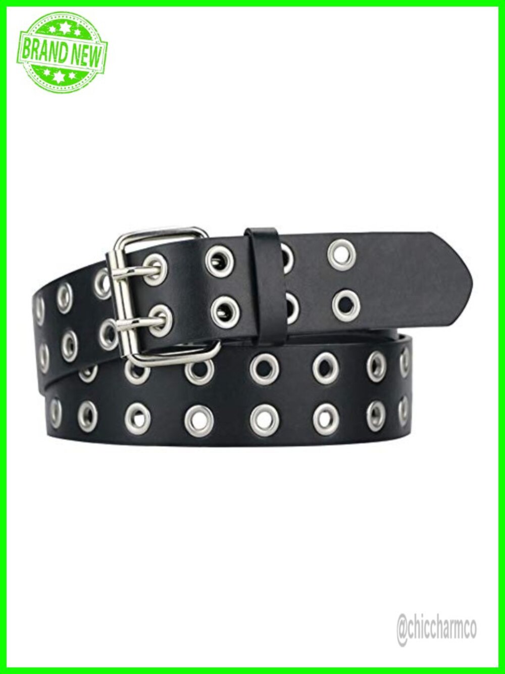 Faux Leather Grommet Studded Belt Punk Goth Unisex Jeans Cosplay